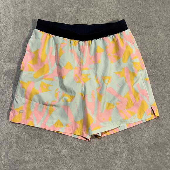 Fabletics Fundemental Shorts Mens Large Multicolor Swim Trunks Liner Retro Print - Picture 1 of 10